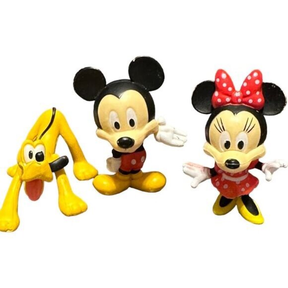 Disney Mickey Minnie & Pluto Action Figurine Set Cake Toppers - Picture 1 of 4